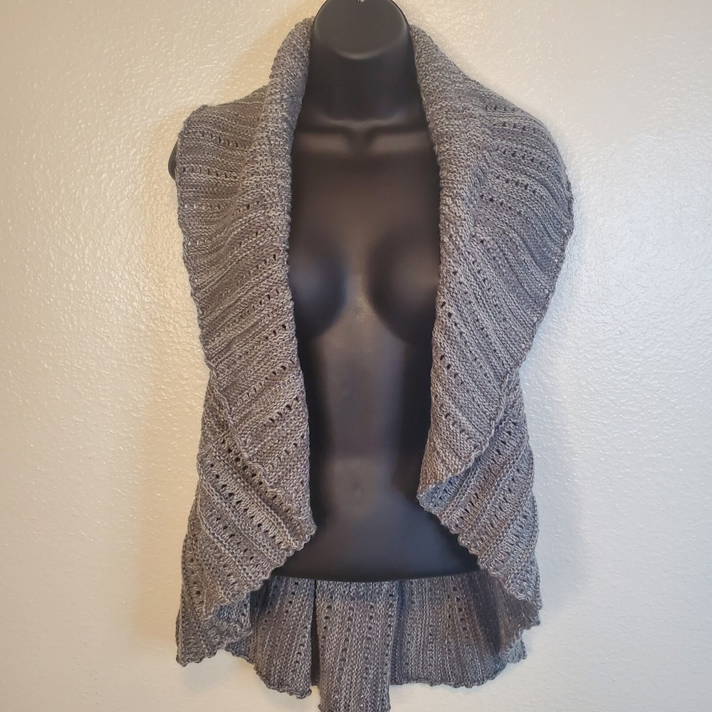 Mudd Womens‎ XL Waterfall Ruffle Sweater Vest Racer Back Gray Y2K Grey NWT New